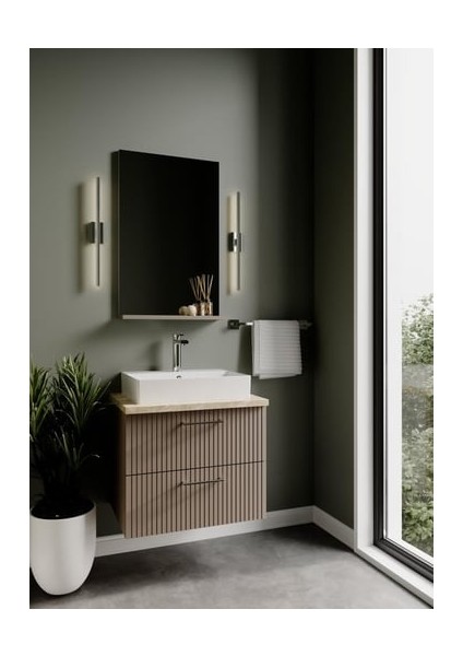 VX260 Volga Tezgah Üstü Kare Lavabo 60 cm