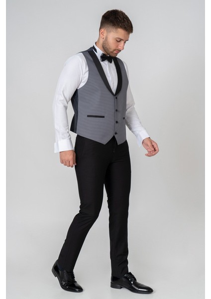 White Stone Napoli Slim Fit  Damatlık Takım Elbise Des Gri