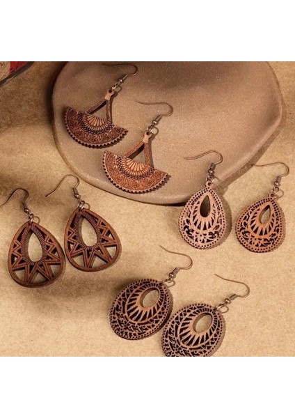 Oyma Retro Tarz Ahşap Küpe/model:4 fiyatları