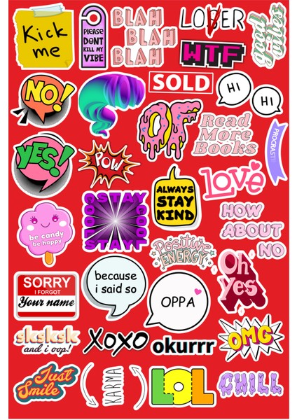 Funny Eğlenceli Ifadeler Seri 3 Sticker Telefon Laptop Notebook Tablet Defter Matara Stiker Etiket