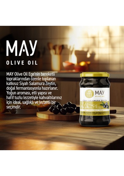Doğal Siyah Salamura Zeytin - 1KG | MAY Olive Oil | Taze, Katkısız ve Ege'nin Özgün Lezzeti