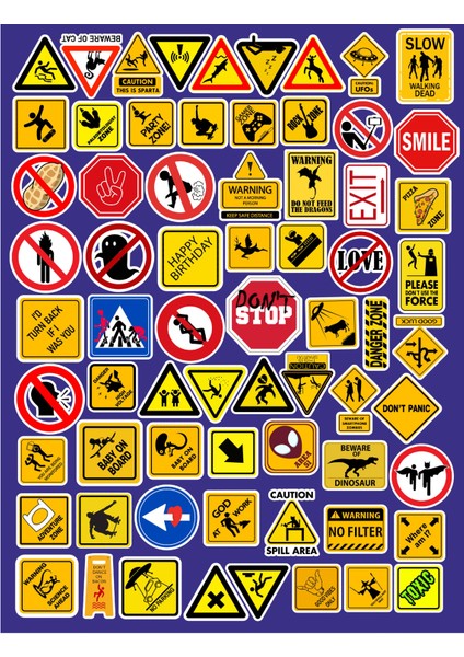 Hilarious Road Signs Eğlenceli Yol Işaretleri Sticker Telefon Laptop Notebook Tablet Defter Etiket