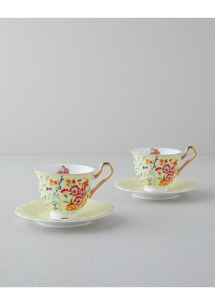 Miranda New Bone China 4 Parça 2 Kişilik Fincan Takımı 220 ml Açık Sarı
