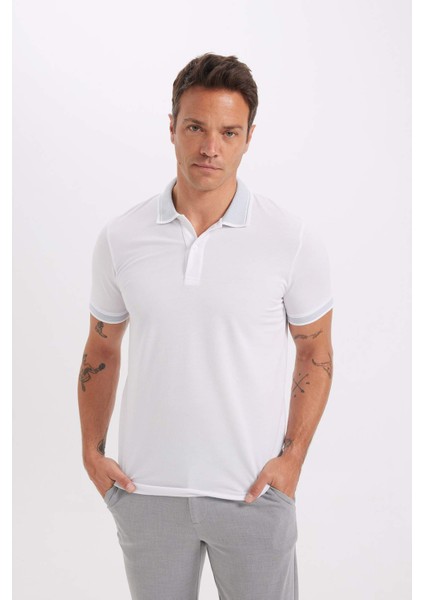 Slim Fit Dar Kesim Kısa Kollu Pamuklu Polo Tişört D0033AXNS