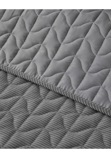 Trigon Fitilli Kadife Tek Kişilik Yatak Örtüsü Takımı 160X220 cm Antrasit