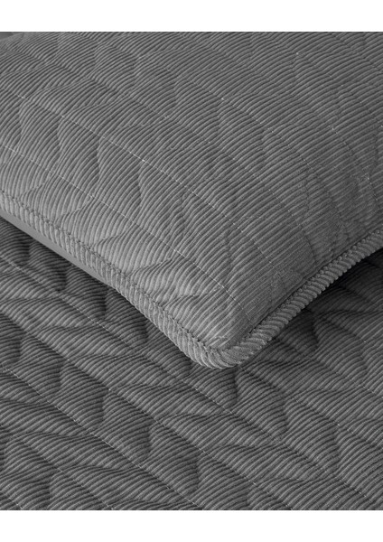 Trigon Fitilli Kadife Tek Kişilik Yatak Örtüsü Takımı 160X220 cm Antrasit