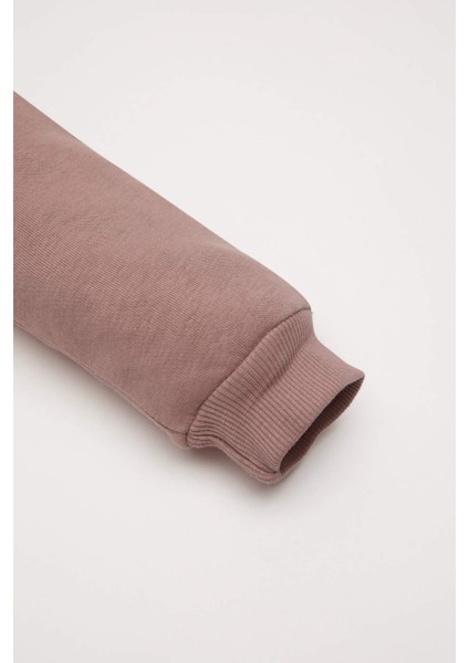 Kız Bebek 2'li Takım Baskılı Bisiklet Yaka Sweatshirt Esnek Belli Eşofman Altı D5164A524WN fırsatları