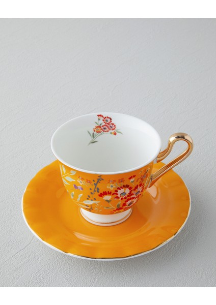 English Home Miranda New Bone China 4 Parça 2 Kişilik Çay Fincanı Takımı 220 ml Turuncu