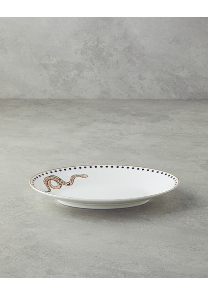 Talisman Snake Bone China Kayık Tabak 25 cm Siyah-Gold