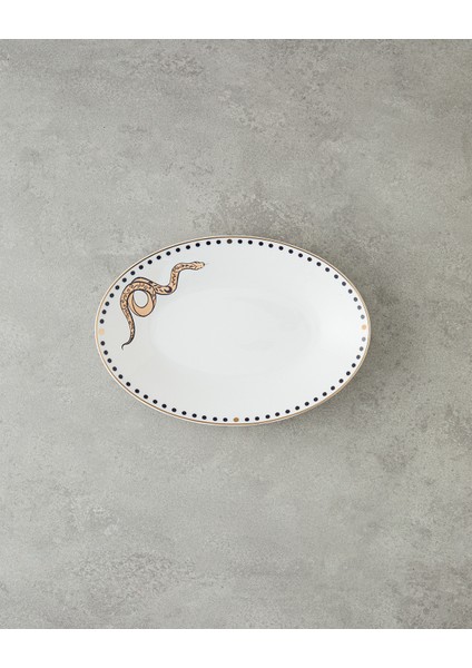 Talisman Snake Bone China Kayık Tabak 25 cm Siyah-Gold