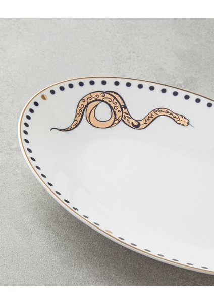 Talisman Snake Bone China Kayık Tabak 25 cm Siyah-Gold