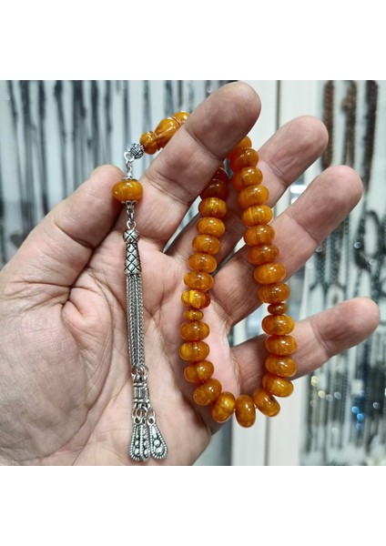 Bilek Boy Tekerlek Kesim Sıkma Kehribar Tesbih 12 x 7 mm fiyatları