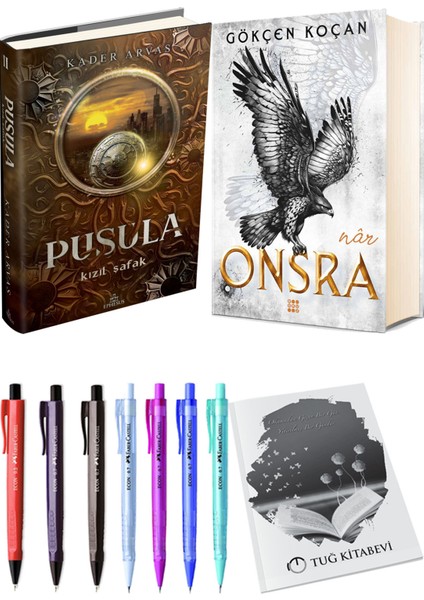 Onsra Nar Ciltli ve Pusula 2 Kızıl Şafak Ciltli Kader Arvas 2li Set