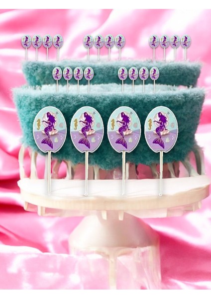 Deniz Kızı Temalı 16 Adet Kürdan - Doğum Günü ve Parti Ikramları Için Şık Süsleme fiyatları