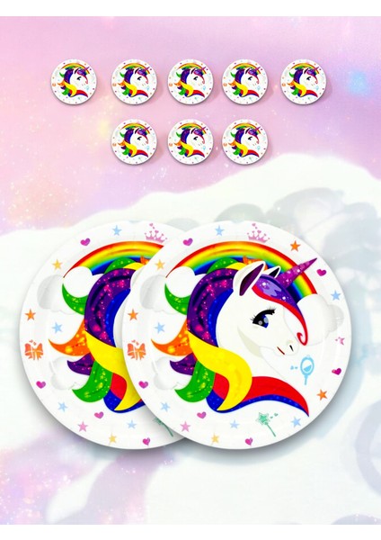 Unicorn Temalı 8 Adet Parti Tabağı - Doğum Günü ve Özel Etkinlikler Için Eğlenceli Süslemeler fiyatları