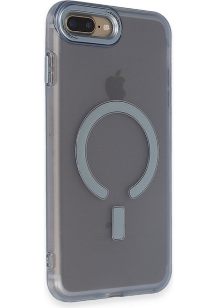 Apple iPhone 7 Plus Kılıf Metal Lens Çerçeveli ve Tuşlu Wireless Şarj Özellikli Sert Pc Troy Kapak
