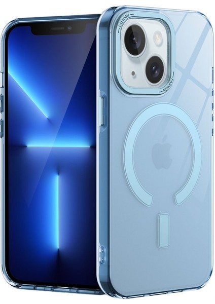 Apple iPhone 15 Kılıf Metal Lens Çerçeveli ve Tuşlu Wireless Şarj Özellikli Sert Pc Troy Kapak