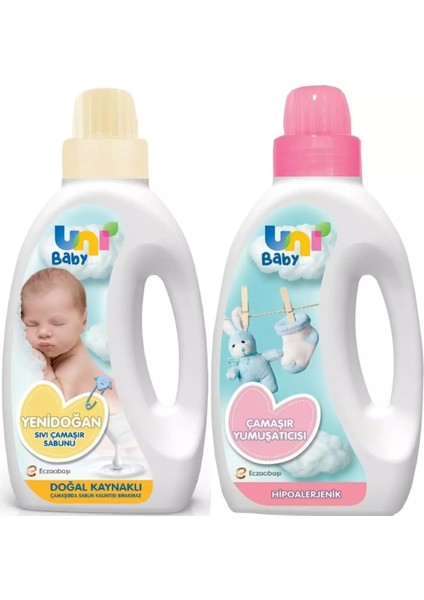Yeni Doğan Çamaşır Deterjanı/sabunu 1500ML (Sarı) + Yumuşatıcı 1500ML Hassas Ciltler Için/hipoalerjenik (Pembe) Karma (2 Li Set)