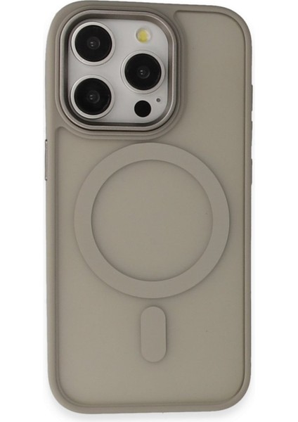 Apple iPhone 15 Pro Max Kılıf Wireless Şarj Özellikli Lens Çerçeveli Kenarı Silikon Oslo Kapak