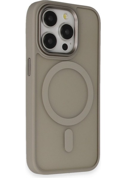 Apple iPhone 15 Pro Max Kılıf Wireless Şarj Özellikli Lens Çerçeveli Kenarı Silikon Oslo Kapak