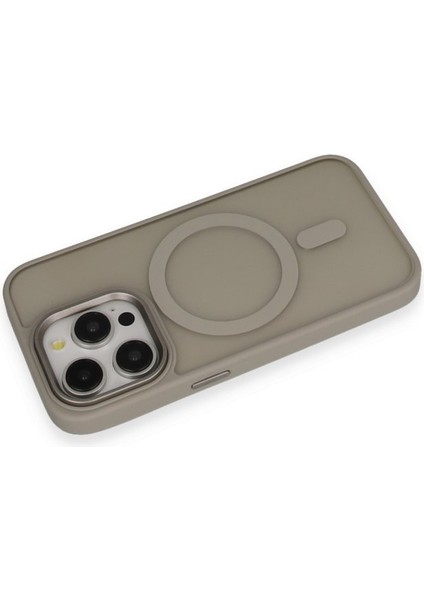 Apple iPhone 15 Pro Max Kılıf Wireless Şarj Özellikli Lens Çerçeveli Kenarı Silikon Oslo Kapak