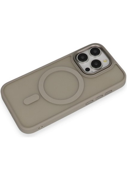Apple iPhone 15 Pro Max Kılıf Wireless Şarj Özellikli Lens Çerçeveli Kenarı Silikon Oslo Kapak