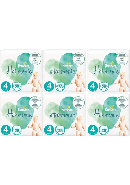 Pampers Harmonie Bebek Bezi Beden:4 (9-14KG) Maxi 168 Adet Ekstra Ultra Fırsat Pk