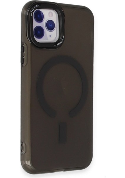 Apple iPhone 11 Pro Max Kılıf Metal Lens Çerçeveli ve Tuşlu Wireless Şarj Özellikli Sert Pc Troy Kapak