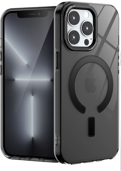 Apple iPhone 13 Pro Max Kılıf Metal Lens Çerçeveli ve Tuşlu Wireless Şarj Özellikli Sert Pc Troy Kapak