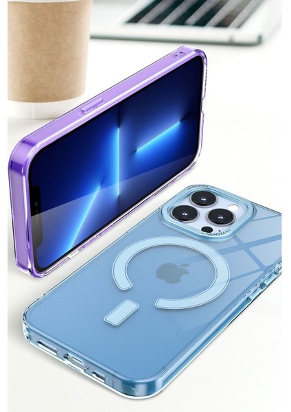 Apple iPhone 13 Pro Max Kılıf Metal Lens Çerçeveli ve Tuşlu Wireless Şarj Özellikli Sert Pc Troy Kapak