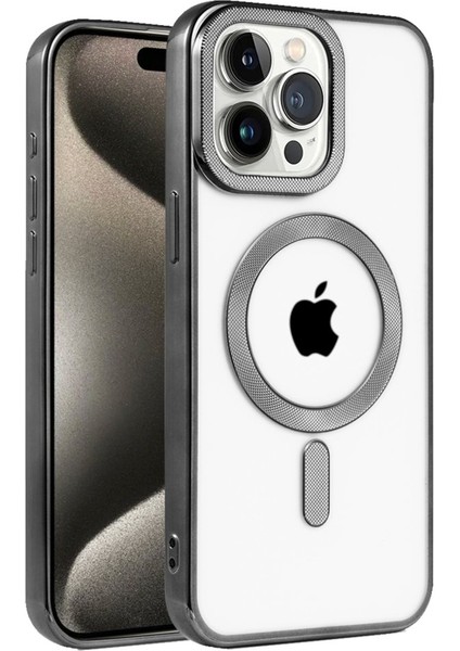 Apple iPhone 15 Pro Max Kılıf Yüksek Kamera Çerçeveli ve Magsafe Şarj Özellikli Dayanıklı Kronos Kapak