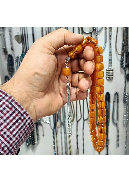 Eskitme Tarz Sarı Sıkma Kehribar Tesbih 12 x 11 mm fiyatları