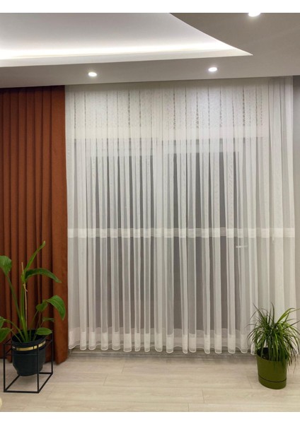 Ebru Bantlı 1/3 Sık Pileli Tül Perde Kırık Beyaz Renk modelleri