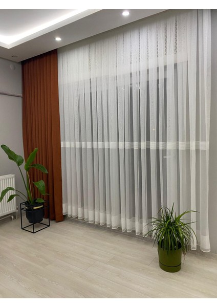 Ebru Bantlı 1/3 Sık Pileli Tül Perde Kırık Beyaz Renk fırsatları