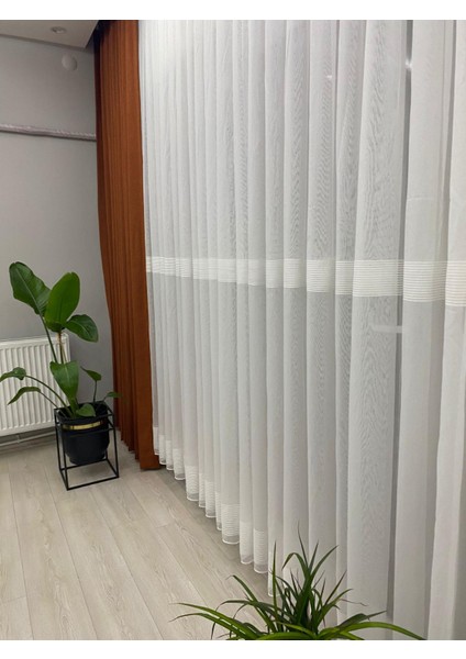 Ebru Bantlı 1/3 Sık Pileli Tül Perde Kırık Beyaz Renk indirimleri