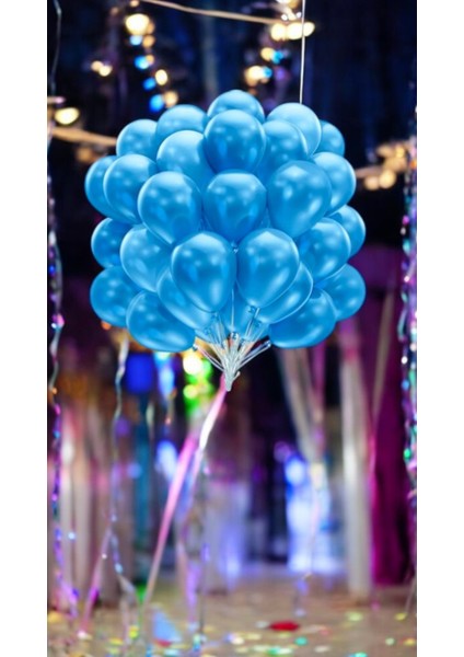 10'lu Mavi Metalik Renkte Balon - Doğum Günü Parti ve Eğlenceli Etkinlikler Için