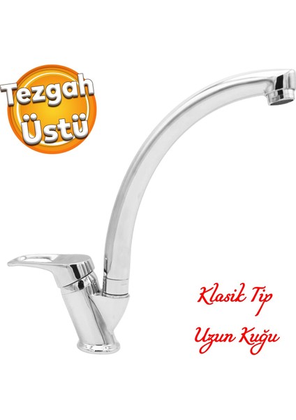 Kuğu Batarya Duş Bulaşık Musluğu Lavabo Banyo Mutfak Bataryası Mermer Üstü Çift Su Giriş Evye