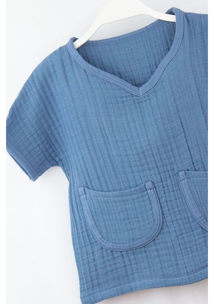 Müslin Bebek Tişört Cepli V Yaka Pamuk BNL-0003 fiyatları