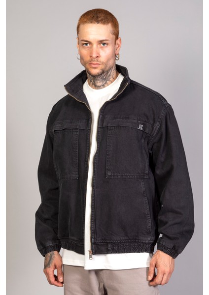 Oversize Siyah Yıkamalı Modelli Erkek Fermuarlı Bomber Kot Ceket fırsatları