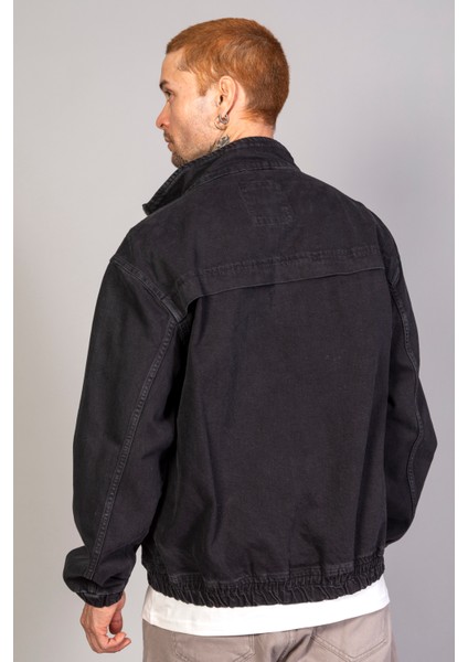 Oversize Siyah Yıkamalı Modelli Erkek Fermuarlı Bomber Kot Ceket indirimleri