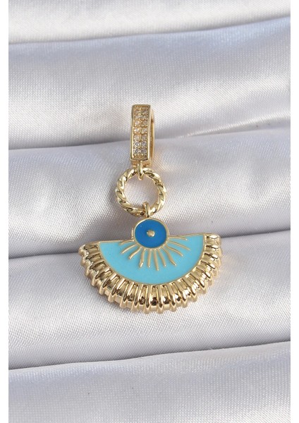 Pirinç Gold Renk Nazar Boncuklu Ajda Charm - TJ-BC1010
