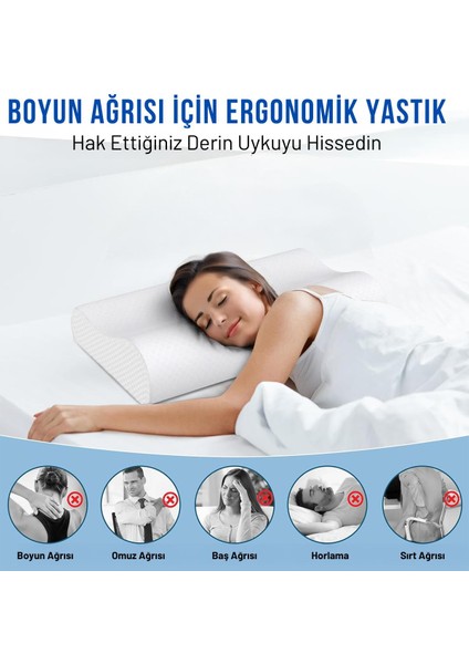 Ortopedik Rahat Memory Foam Yüksek Boyun Destekli Visco Yastık 60X40X10 cm