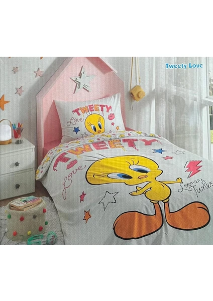 Tweety Love Tek Kişilik Lisanslı Nevresim Takımı Ranforce