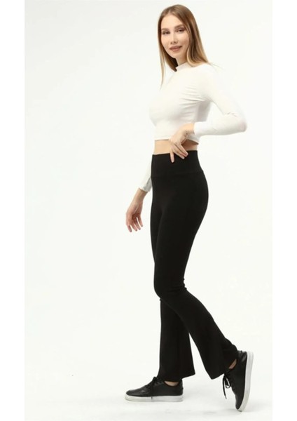 Luxwomenn Kadın Yüksek Bel Ispanyol Paça Çelik Tayt Pantolon modelleri