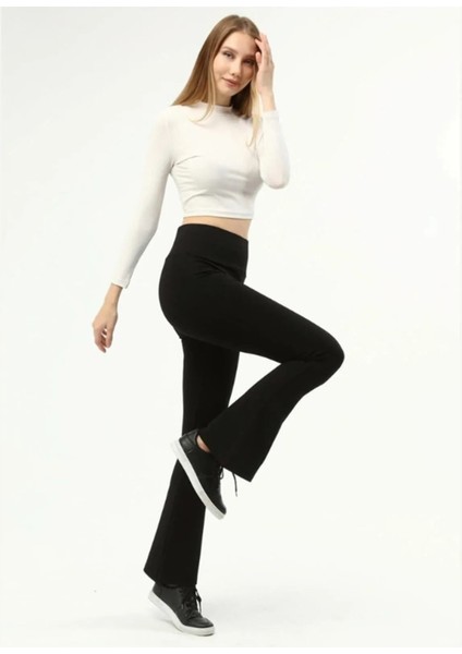 Luxwomenn Kadın Yüksek Bel Ispanyol Paça Çelik Tayt Pantolon indirimleri