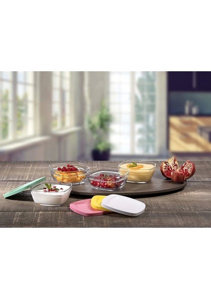 310 cc Renkli Pudding Saklama Kabı 4'lü Sızdırmaz Tasarım ile Mutfakta Pratik Kullanım