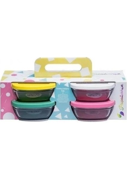 310 cc Renkli Pudding Saklama Kabı 4'lü Sızdırmaz Tasarım ile Mutfakta Pratik Kullanım modelleri