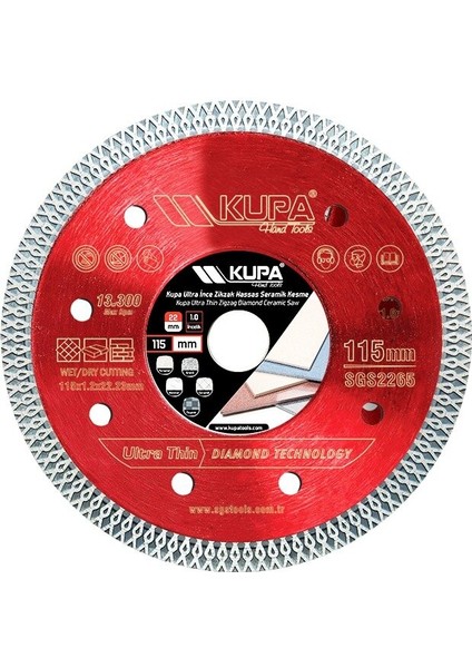 Kupa 115X22MM 1.0 Ultra Ince Zikzak Seramik Mermer Porselen Granit Fayans Kesme Çapak Bırakmaz
