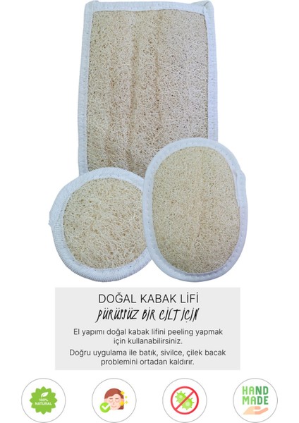 Doğal Kabak Lifi Orta Kare + Oval + Yüz, Banyo Kesesi, Organik, Cilt Bakımı fiyatları