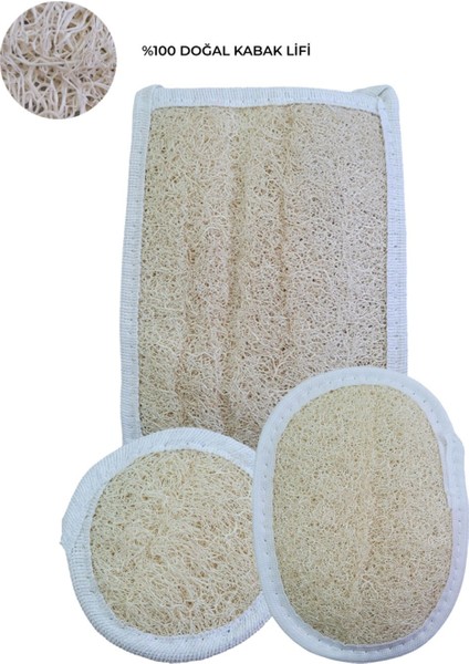Doğal Kabak Lifi Orta Kare + Oval + Yüz, Banyo Kesesi, Organik, Cilt Bakımı